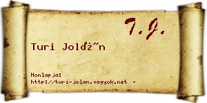 Turi Jolán névjegykártya